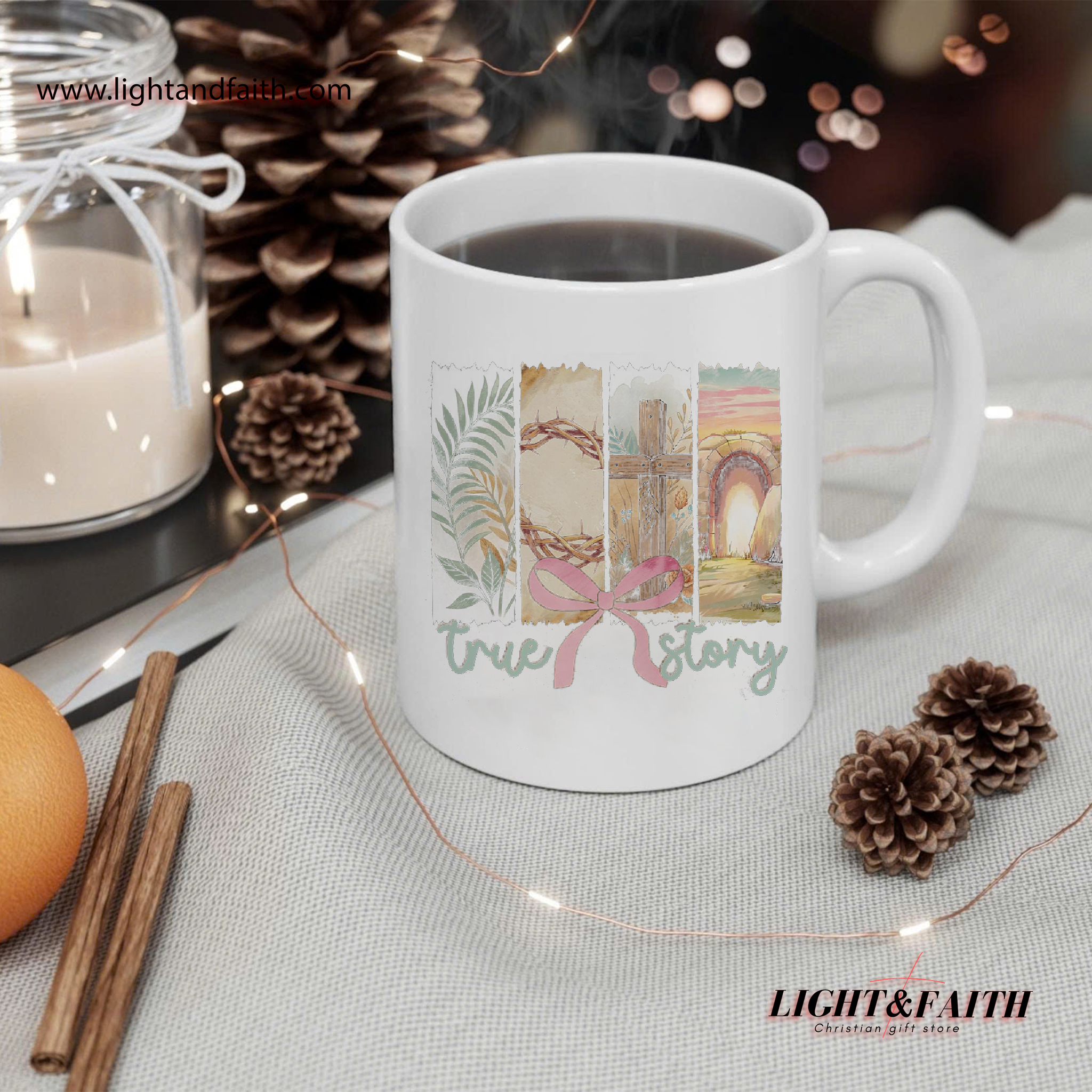 True Story Mug – Christian Easter Resurrection Mug, He Is Risen Cross Faith Cup MULAF31